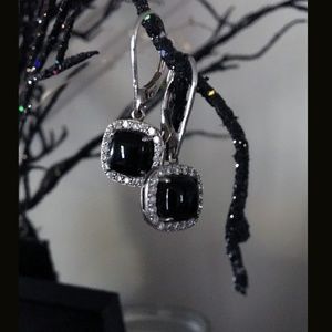 Vintage Glam Onyx & CZ Earrings | Sterling Silver